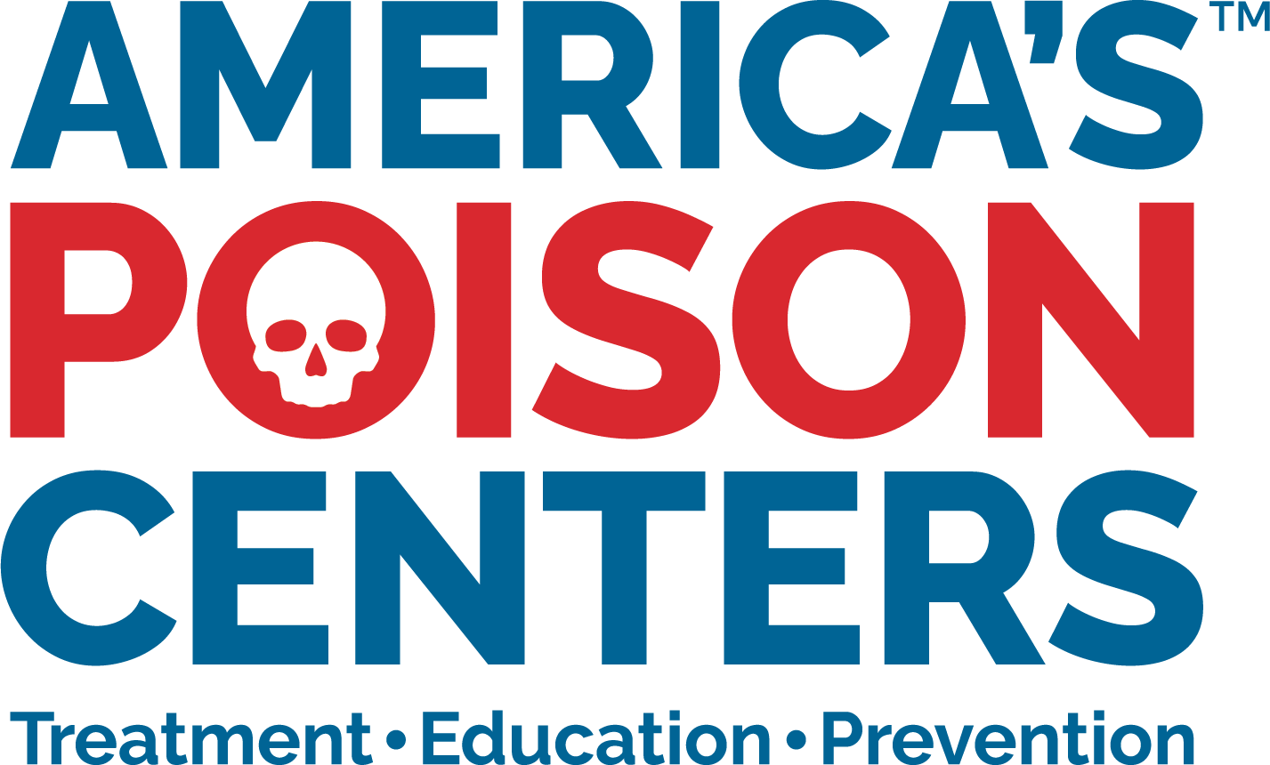 America's Poison Centers logo, with "POISON" in red and featuring a skull inside the letter "O," and "AMERICA'S" and "CENTERS" in blue. Below, it says "Treatment • Education • Prevention.