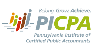 Logo for the Pennsylvania Institute of Certified Public Accountants (PICPA) with figures in red, orange, green, and gray, and the words "Belong. Grow. Achieve." and organization name in blue and green text.